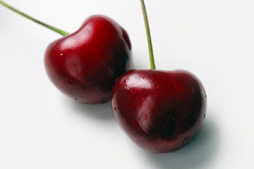 two cherries isolated on white