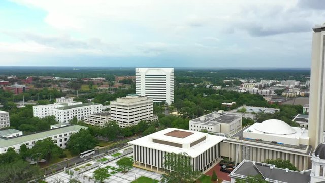 Aerial drone video footage of Florida State Capitol building