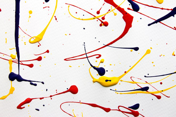 Primary colors splashed on white background