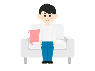 ソファに座る男性のイラスト