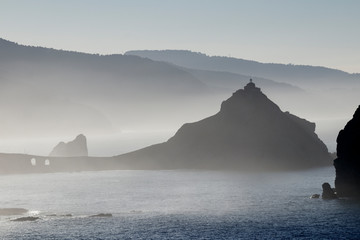 landscape of gaztelugatxe at sunset