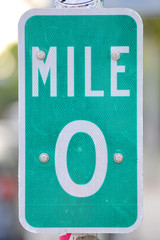 Mile Zero Sign in Key West, Florida, USA. Mile Zero Sign is the starting point of U.S. Route 1 at...