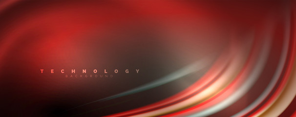 Obraz premium Fluid color rainbow style wave abstract background, techno modern design on black