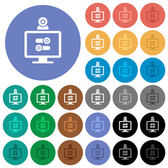 Webcam tweaking round flat multi colored icons