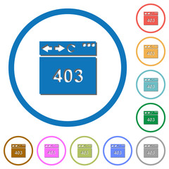 Browser 403 forbidden icons with shadows and outlines