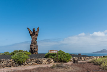 LAS PALMAS DE GRAN CANARIA, CANARY ISLANDS, SPAIN - OCTOBER 03, 2018: Statue El Atlante. Copy space for text.