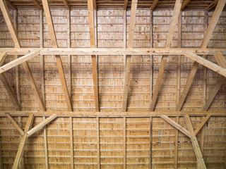 The construction of a wooden roof from boards