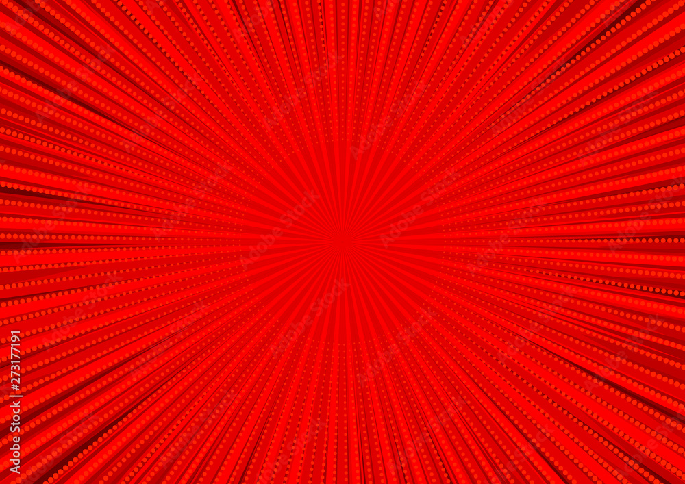 Poster abstract comic red background for style pop art design. retro burst template backdrop. light rays ef