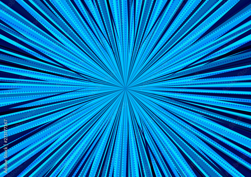 Poster abstract comic blue background for style pop art design. retro burst template backdrop. light rays e