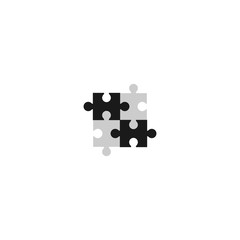 Monochrome four pieces jigsaw pattern illustration isolated on white background.