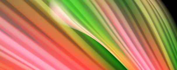 Fluid liquid color wave lines, glowing colorful light effect, abstract composition template. Geometric technology abstract pattern. Movement concept