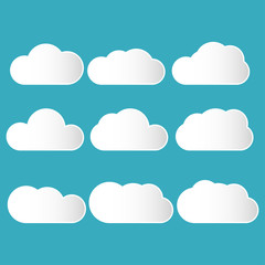 set of clouds icon in blue sky