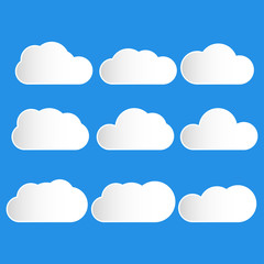 set of clouds icon in blue sky