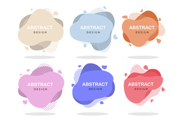 set of abstract design liquid color shapes