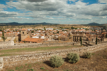 Fototapeta na wymiar Landscape with old buildings and towers in Trujillo
