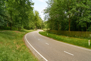Fototapeta na wymiar Curvy highway through green landscape