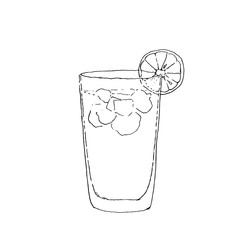 Long Island Cocktail monochrome vector sketch illustration