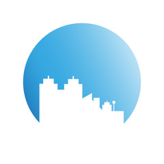 Fototapeta premium city skyline in blue circle background