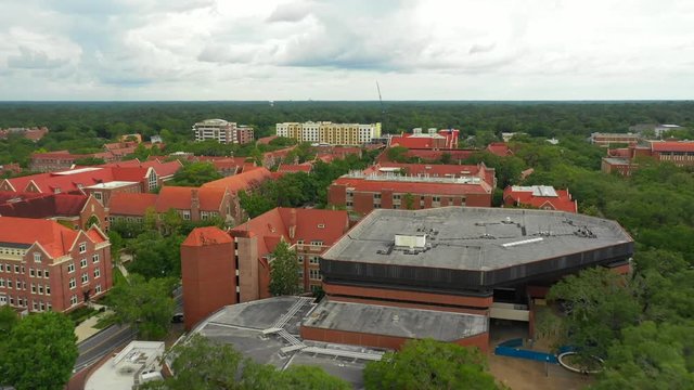 Aerial drone flyover Florida University college campus