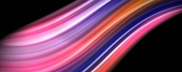 Modern rainbow liquid color flow colorful poster. Wave Liquid shape in black color background. Abstract composition
