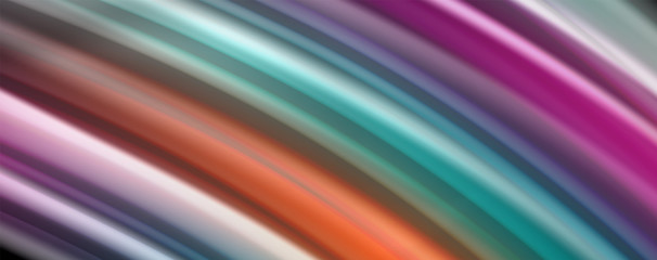 Abstract wave lines fluid rainbow style color stripes on black background. Artistic illustration for presentation, app wallpaper, banner or poster