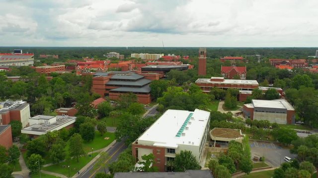 Aerial video flying over University of Florida Gainesville 4k