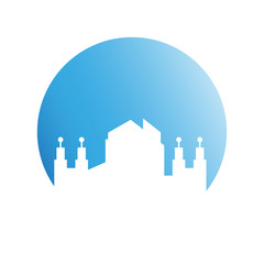 Fototapeta premium city skyline in blue circle background