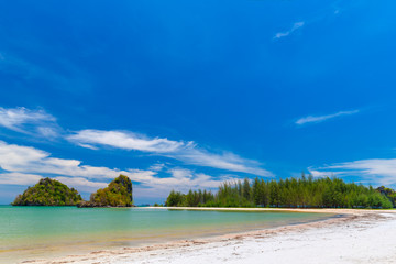Beautiful sandy beaches and pine tree views at Paradise Islandin krabi Thailand