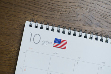 American Flag on October 2019 Calendar