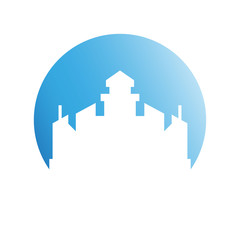 Fototapeta premium city skyline in blue circle background