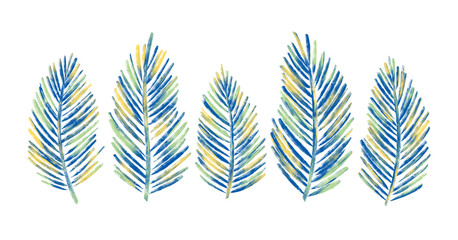 Hand painted palm branches for creative design of posters, cards, invitations.