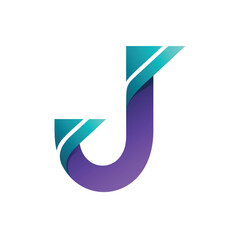 initial letter J logo design with simple line origami style