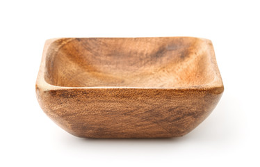 Empty wooden square bowl
