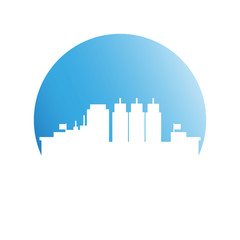 Fototapeta premium city skyline in blue circle background