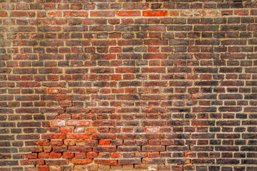 red brick wall texture grunge background. Old brick wall.