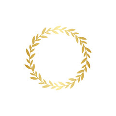 Circle golden gradient laurel wreath in flat style