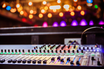 Obraz na płótnie Canvas Sound recording studio mixer desk at a concert: professional music recording