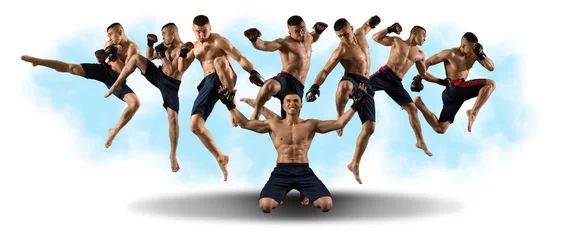 Gordijnen Mixed martial arts fighter (MMA) collage © Andrey Burmakin
