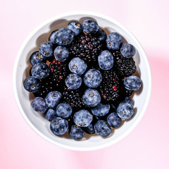 Bowl of Fresh Blackberries and Blueberries