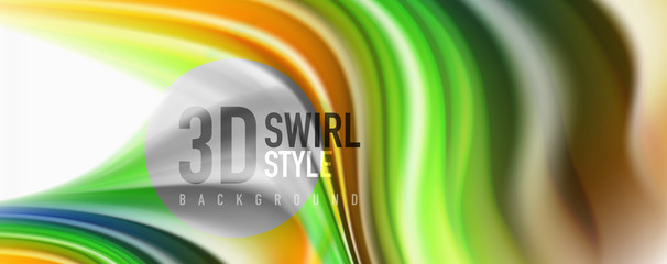 Modern techno Fluid color flow on white colorful poste. Art for your design