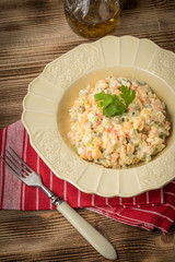 Traditional Russian vegetable salad.