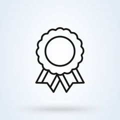 Certification seal ribbon, line art Simple modern icon design illustration.