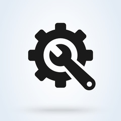 Service tool, gear symbol Simple modern icon design illustration
