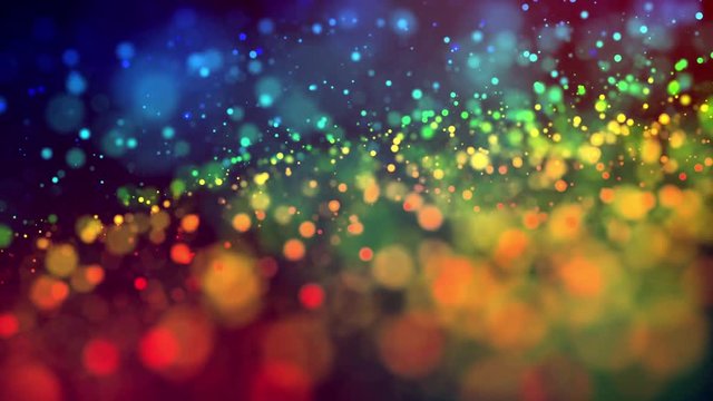 multicolored particles like confetti or spangles float in a viscous liquid and glitter in the light with depth of field. 3d abstract animation of particles in 4k. luma matte as the alpha channel. 1