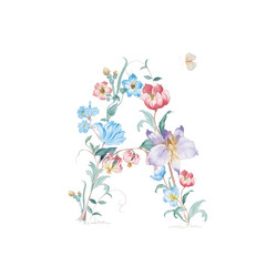Flower-letter,Beautiful watercolor flowers for your design