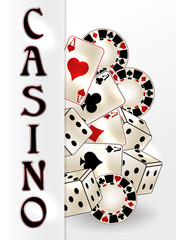 Casino banner with poker cards, vector illustration