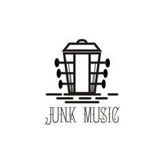 Illustration abstract junk music with guitar sign logo design