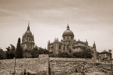 Dome and steeple from New Cathedral at Salamanca