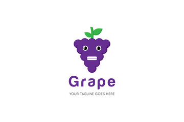 Cute grape fruit character in action emotion, cartoon emoticons, Cute emoji, grape character logo and icon with flat style design vector illustration