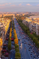 Fototapeta na wymiar View from top on Avenue des Champs-Elysees